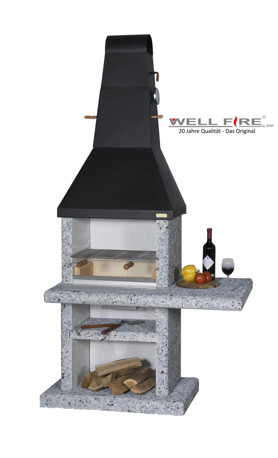 Grillkamin Wellfire PARTY QUATTRO 4 In 1 Mit Stahlhaube