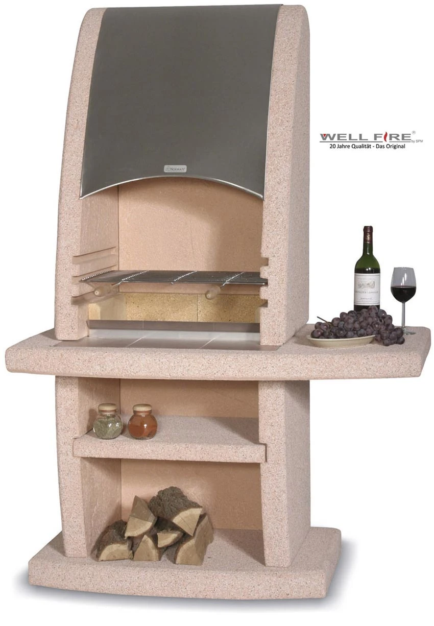 Grillkamin Wellfire INCA Terracotta Mit Edelstahlhaube