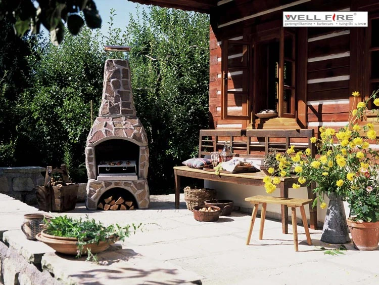 Grillkamin Wellfire LANDAU Rot-braun Mit Natursteinverkleidung - Image 4