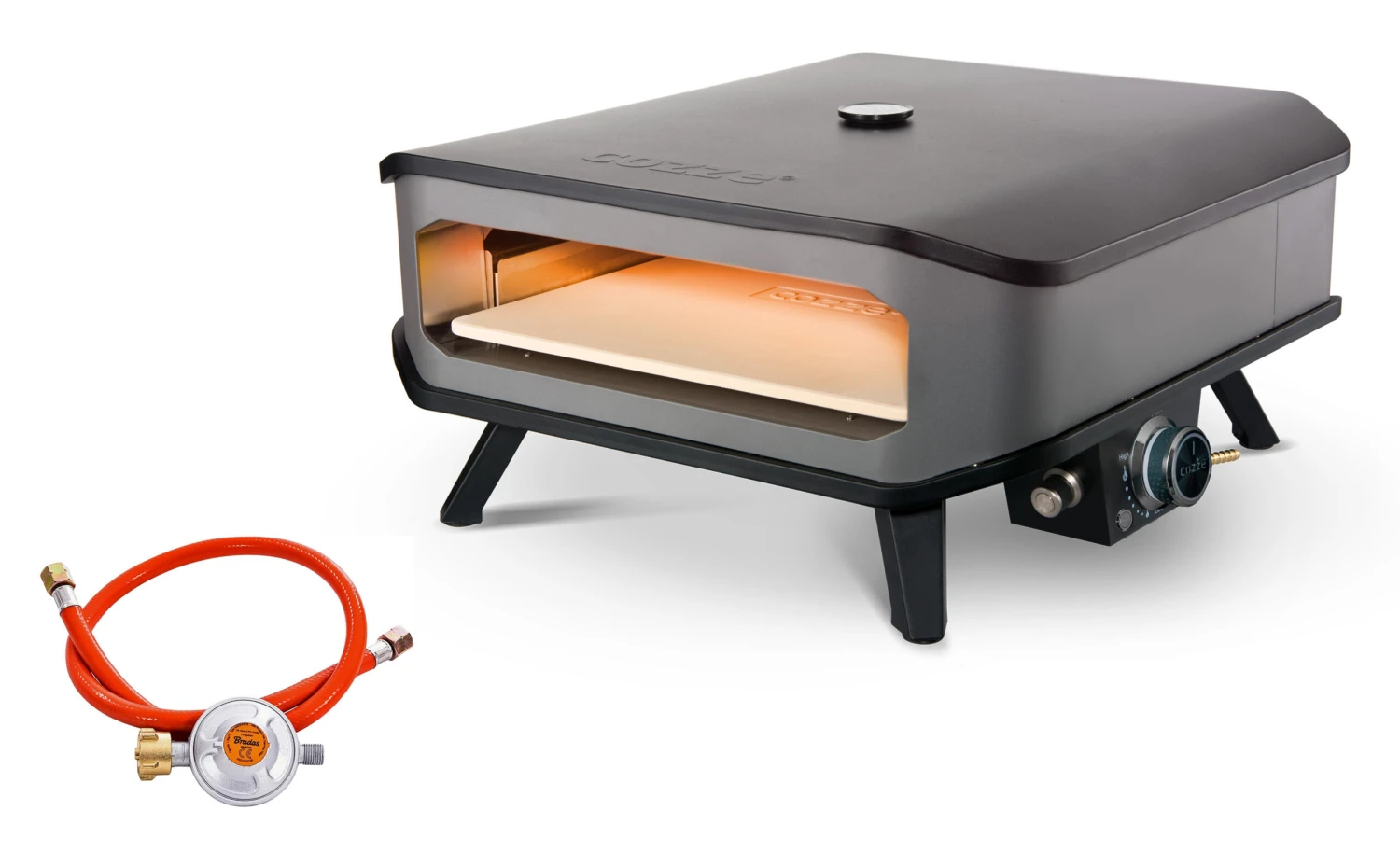 Cozze 17“ Pizzaofen Gas Inkl. Thermometer Und Druckminderer Mit Schlauch