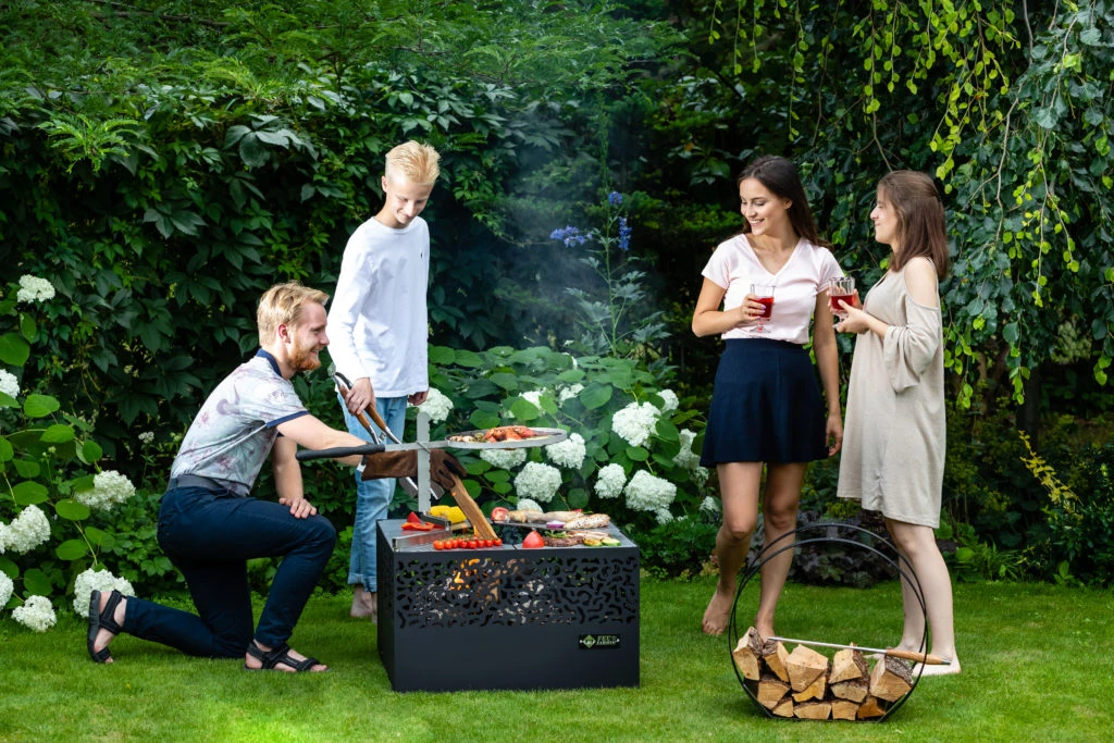 Feuerkorb Mit Grillplatte Feu Du Jardin CUBE 500 Inkl. Grillrost, Schwarz – Bild 4