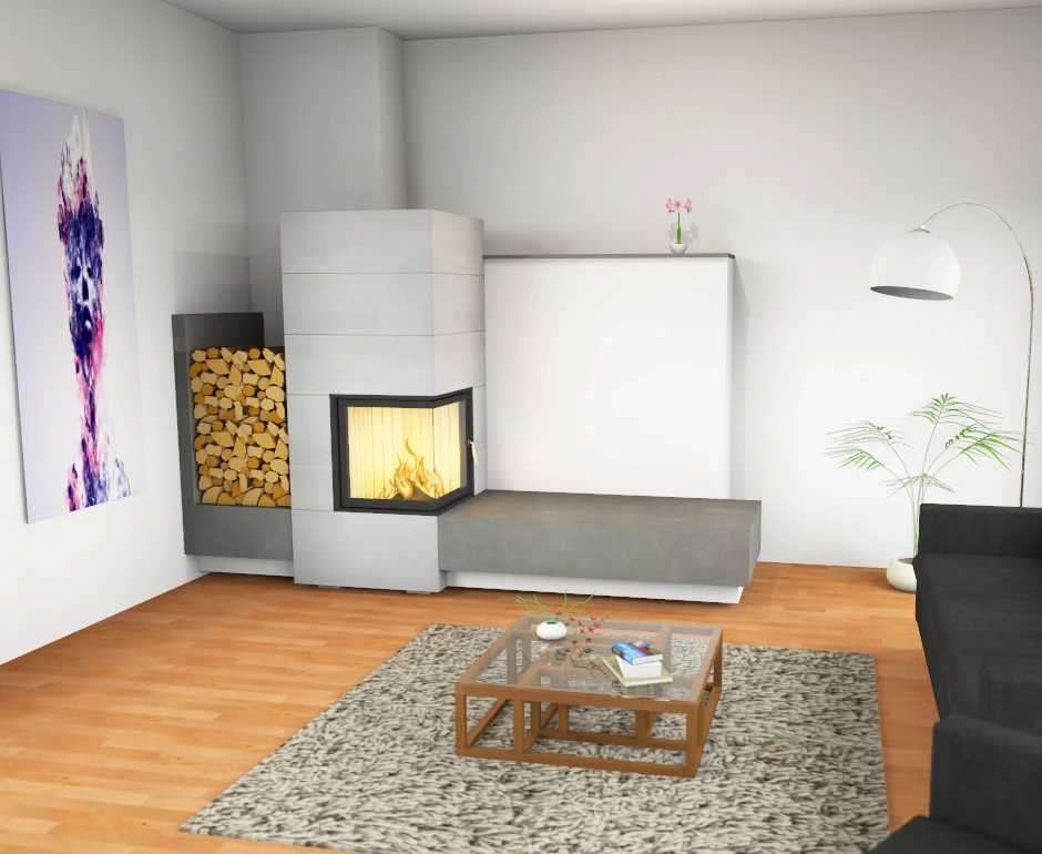 Kaminbausatz Brunner Systemkamin BSK 01 Eck Kamin Drehtür, 10 KW – Bild 18