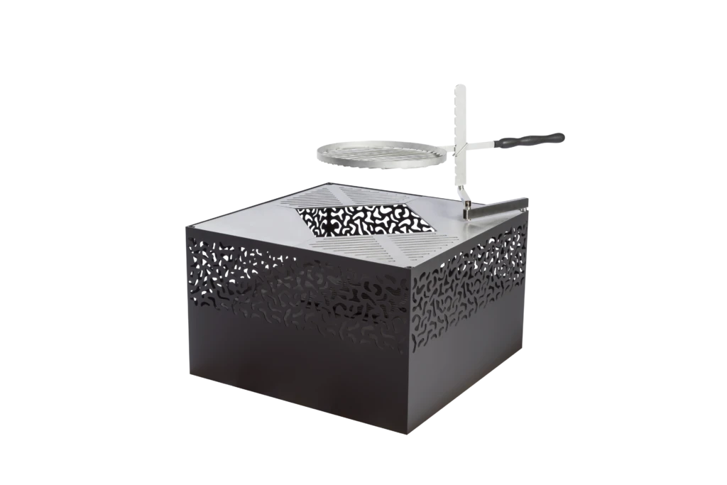 Feuerkorb Mit Grillplatte Feu Du Jardin CUBE 500 Inkl. Grillrost, Schwarz – Bild 5
