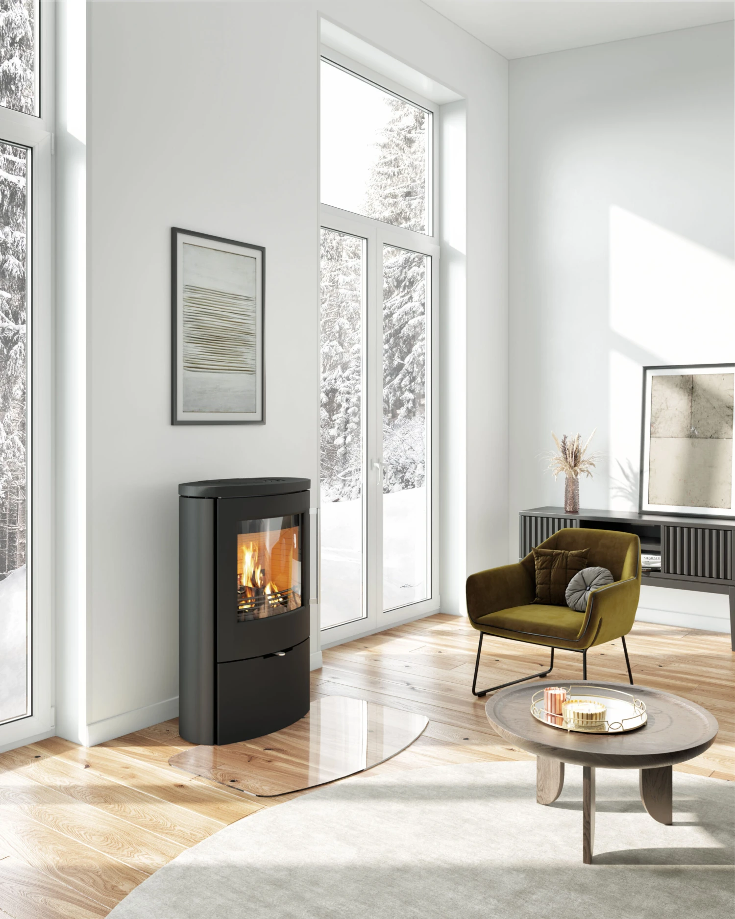 Kaminofen TermaTech TT80RL Schwarz, 5,5 KW